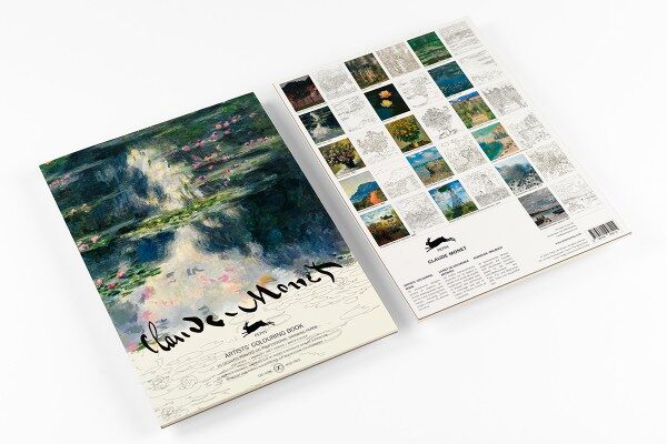 Claude Monet krāsojamā grāmata ar akvareļu papīru / 25 x 34 cm