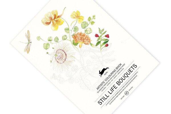 Still Life Bouquets krāsojamā grāmata ar akvareļu papīru / 25 x 34 cm