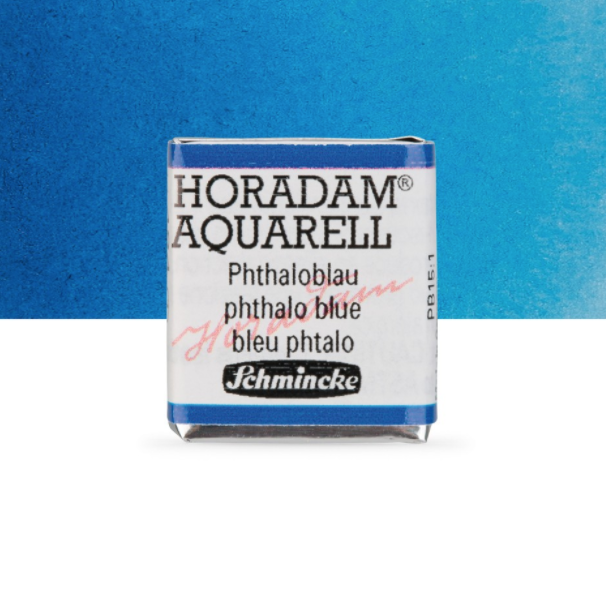 Schmincke Horadam: phthalo blue, 1/2 pan