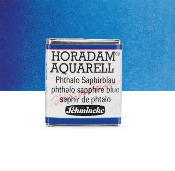 Schmincke Horadam: phthalo sapphire blue, 1/2 pan
