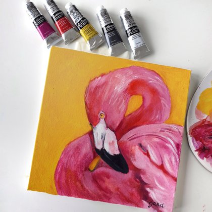 Video-pamācība "Kā gleznot flamingo eļļas tehnikā" kopā ar Janu Nesteroviču