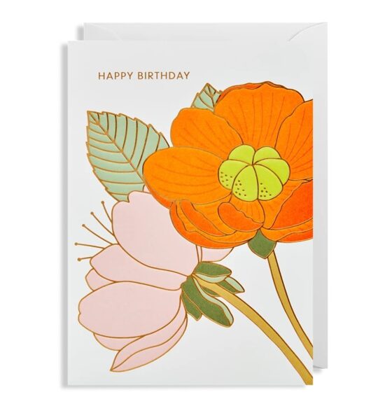 Atklātnīte ar aploksni HAPPY BIRTHDAY FLOWERS (10.5 x 15.5 cm)