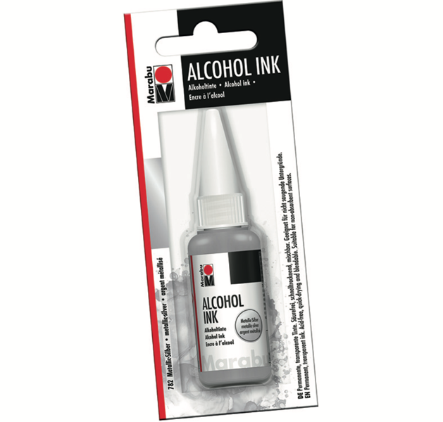 Tinte uz spirta bāzes Marabu 20ml 782 metallic-silver blisterī